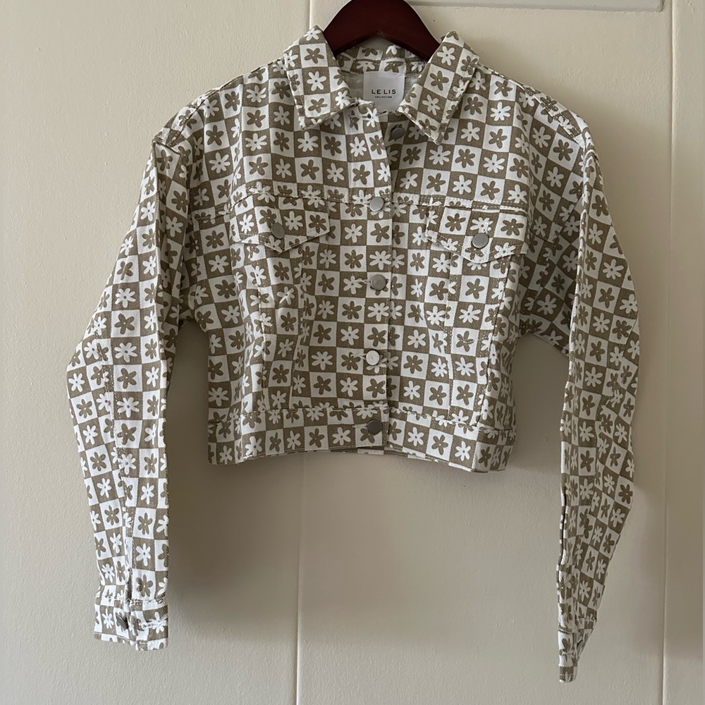 Le Lis Check Cropped Trucker Jacket